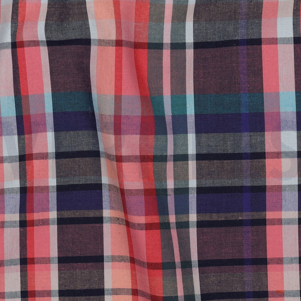 COTTON YARN DYED CHECKS DARK CORAL #2