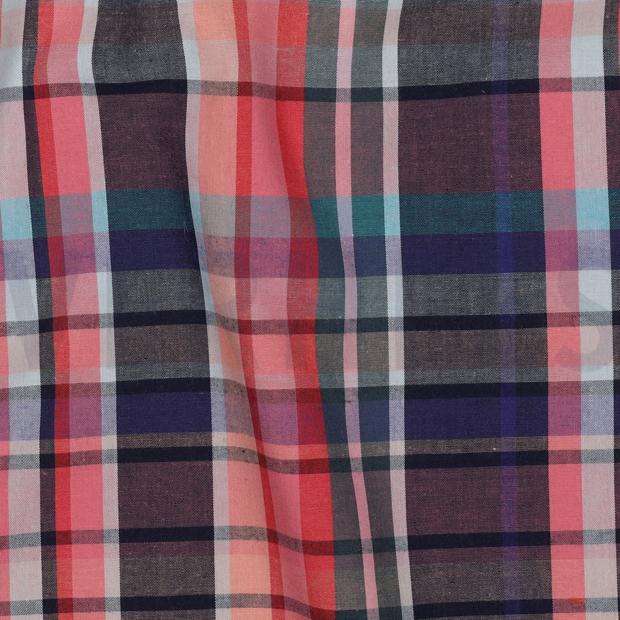 COTTON YARN DYED CHECKS DARK CORAL (high resolution) #2