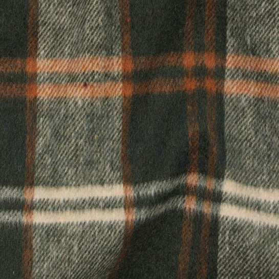 GEBÜRSTETER MANTELSTOFF GARNGEFÄRBT KAROS GRÜN #7