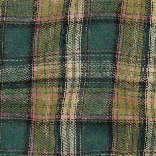 GEBORSTELDE MANTELSTOF GARENGEVERFD RUITEN GROEN #7