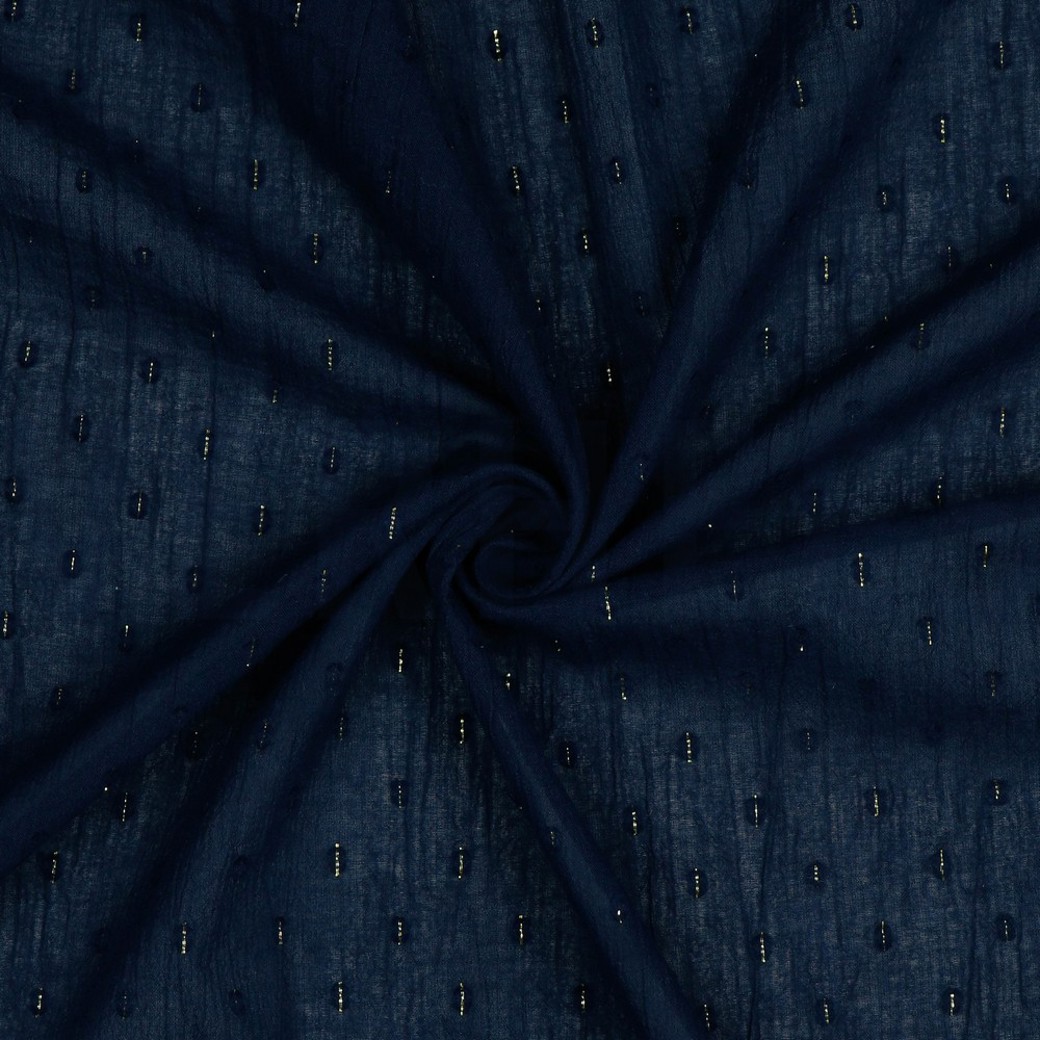 COTTON CRINKLE DOBBY LUREX GOLD NAVY #2