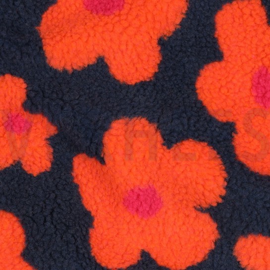 TEDDYSTOFF JACQUARD BLUMEN MARINEBLAU #7