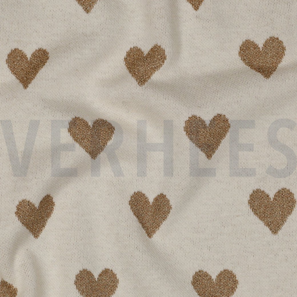 KNITTED JACQUARD LUREX HEARTS NATURAL #2