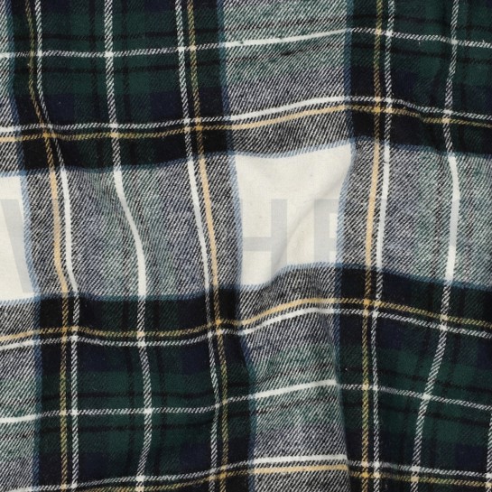 KATOEN GARENGEVERFD GEBORSTELDE RUITEN ÉCRU / DONKERBLAUW #7