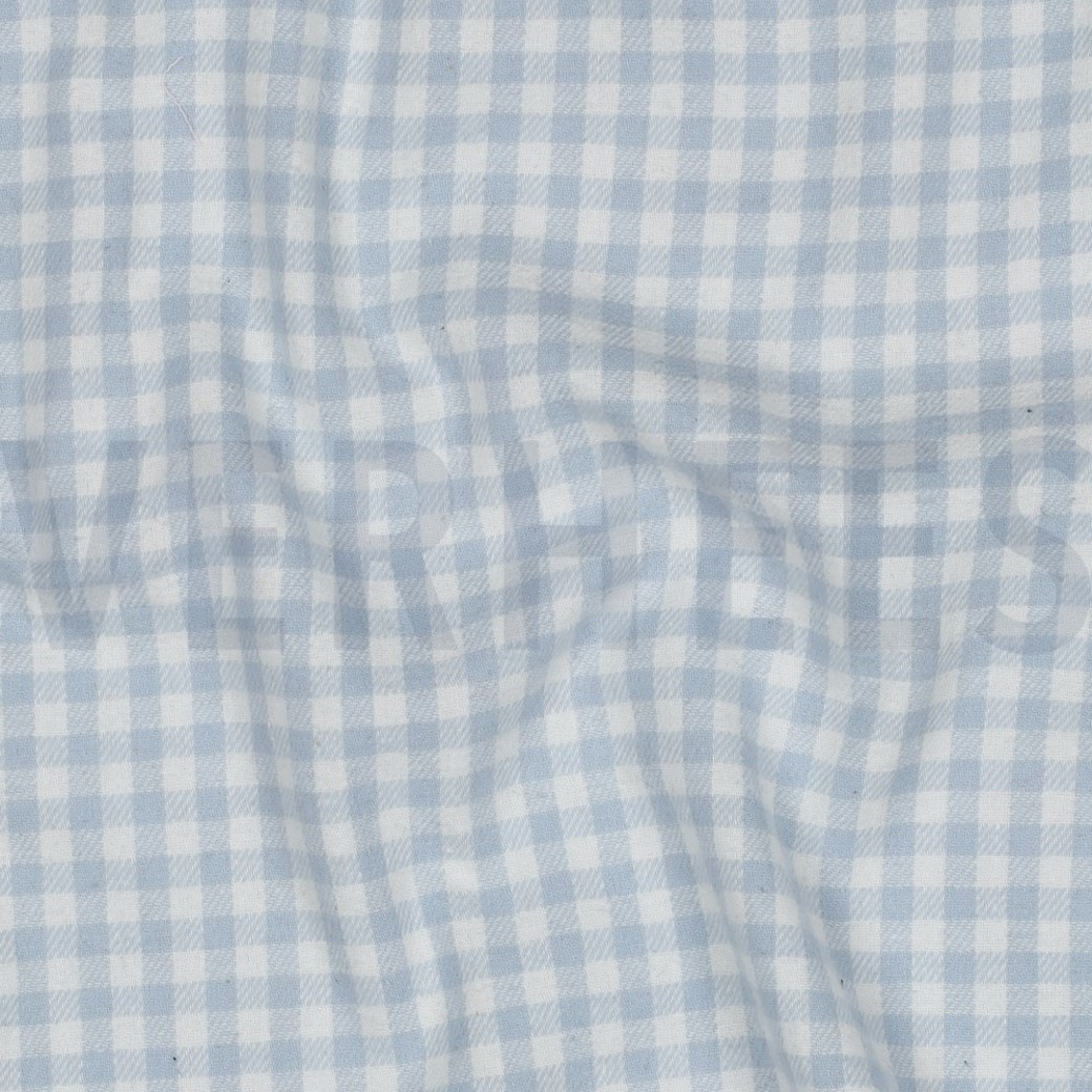 COTTON YARN DYED BRUSHED CHECKS LIGHT BLUE #2