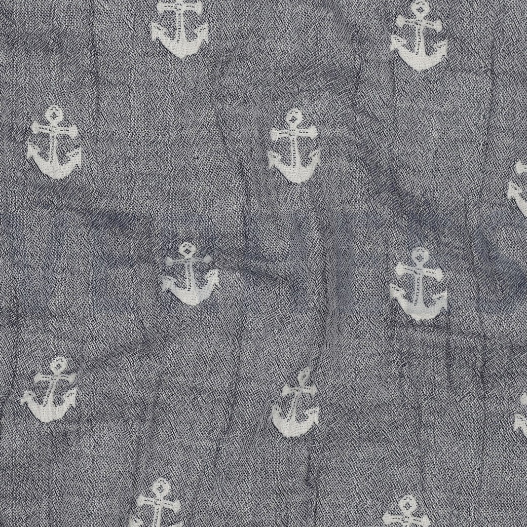 DOUBLE GAUZE JACQUARD ANCHOR 2-SIDED NAVY #2