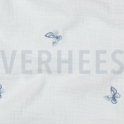 DOUBLE GAUZE EMBROIDERY BUTTERFLY WHITE / BLUE (thumbnail) #2