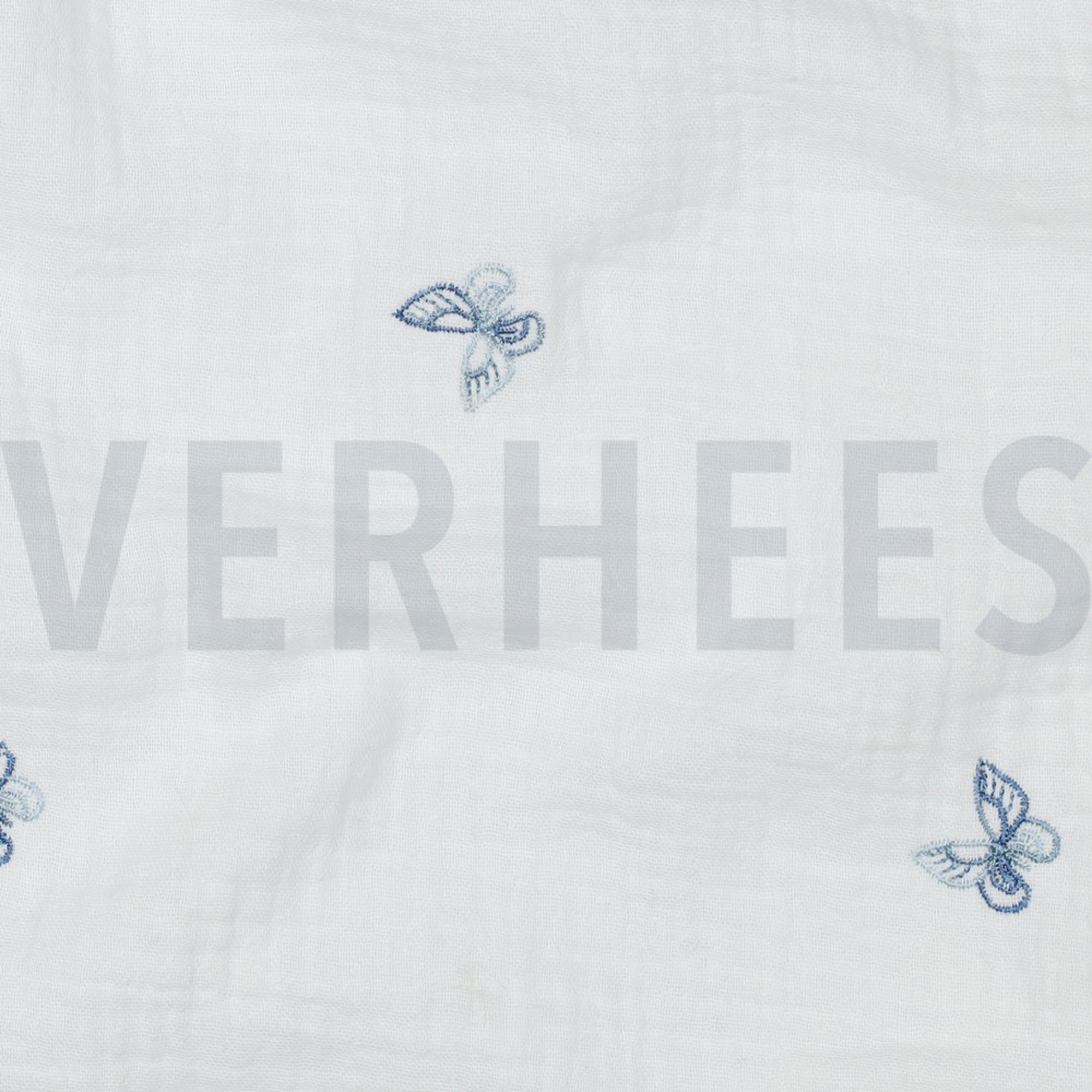 DOUBLE GAUZE EMBROIDERY BUTTERFLY WHITE / BLUE (high resolution) #2