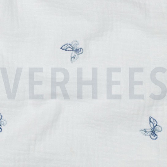 MUSSELIN STICKEREI SCHMETTERLINGE WEISS #7