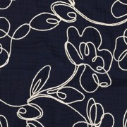 DOUBLE GAUZE EMBROIDERY FLOWERS NAVY (thumbnail) #2