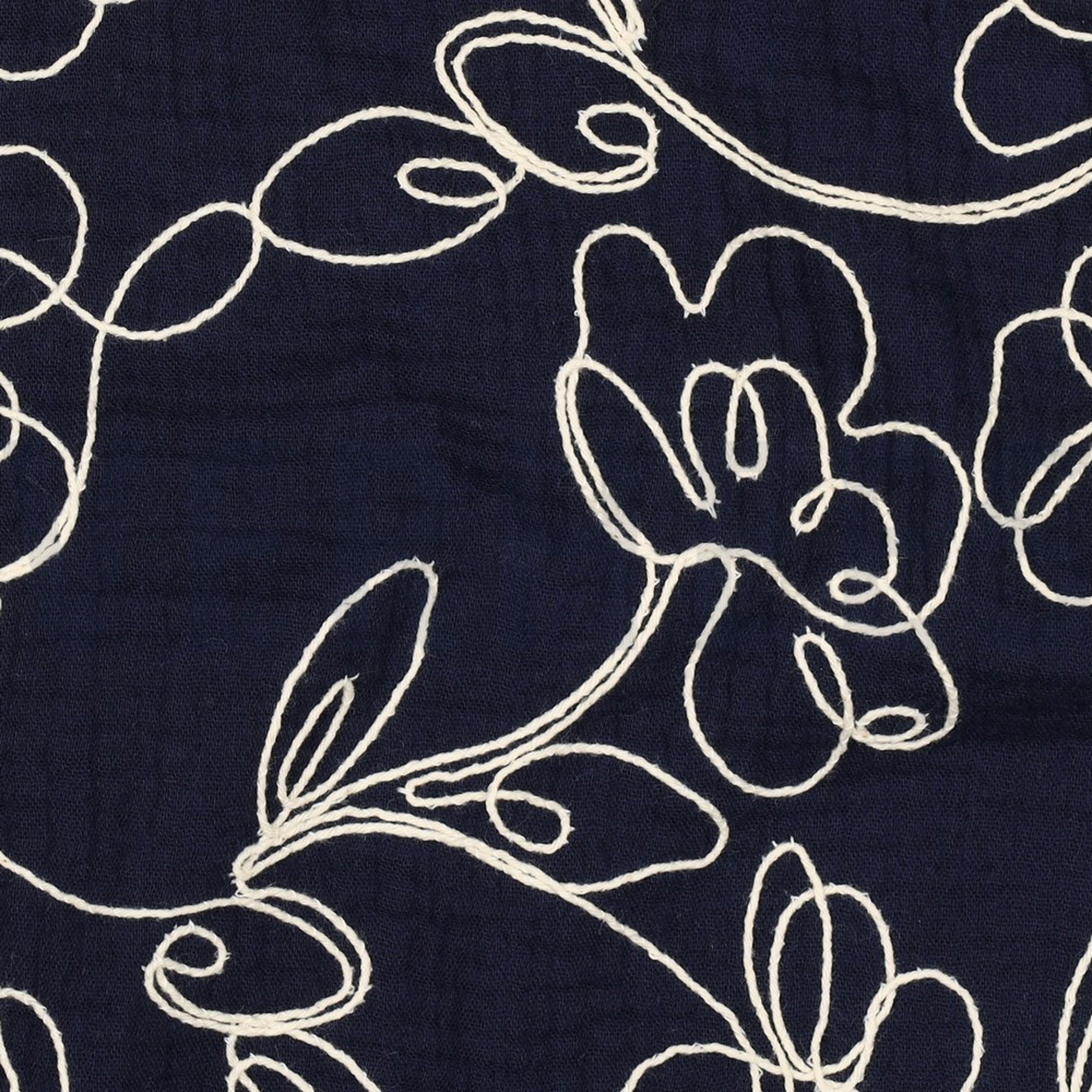 DOUBLE GAUZE EMBROIDERY FLOWERS NAVY (high resolution) #2