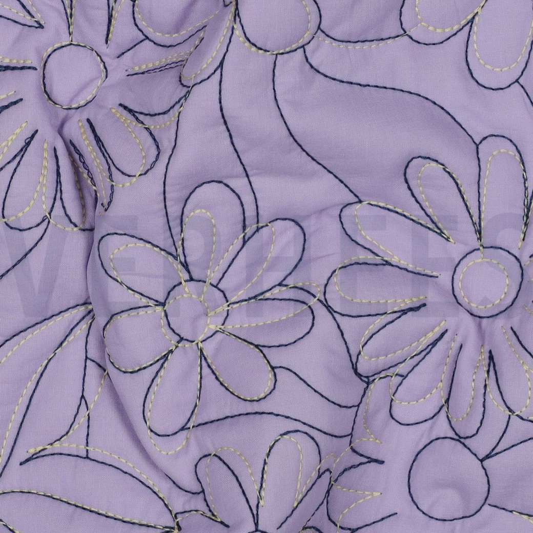 COTTON STEPPED FLOWERS LAVENDER #2