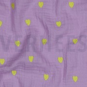 DOUBLE GAUZE EMBROIDERY NEON HEARTS LAVENDER (thumbnail) #2