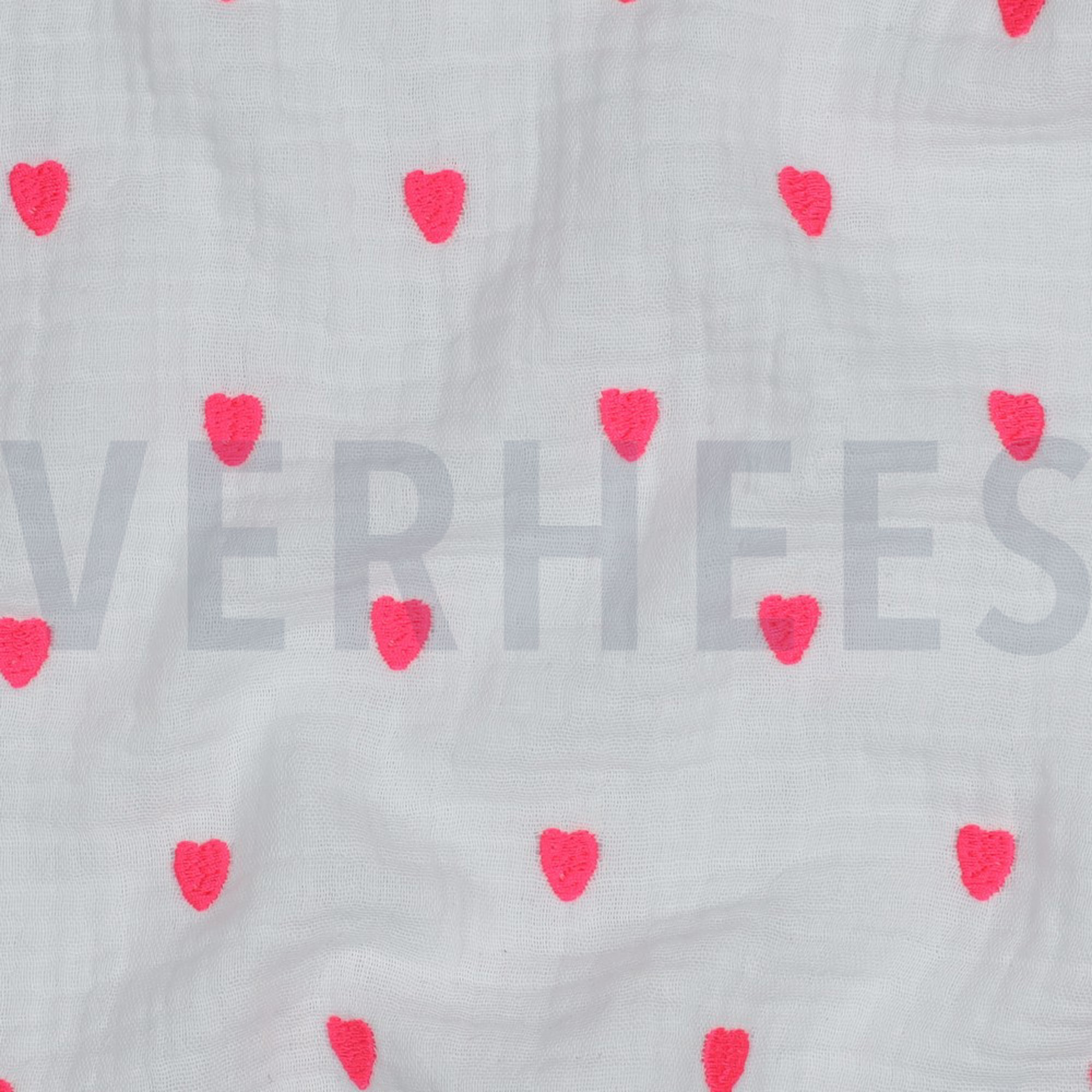 DOUBLE GAUZE EMBROIDERY NEON HEARTS WHITE (high resolution) #2