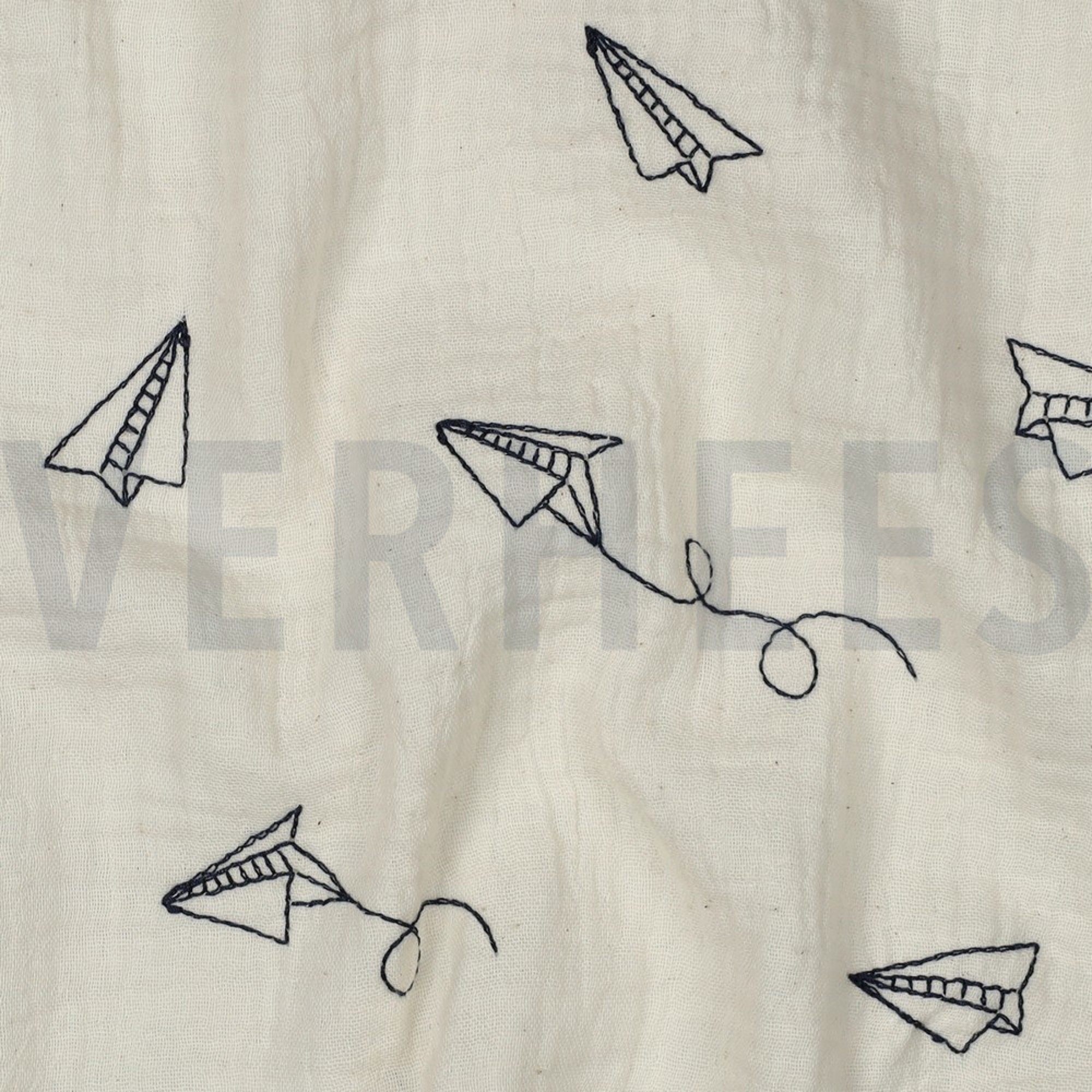 DOUBLE GAUZE EMBROIDERY PAPER PLANES NATURAL (high resolution) #2