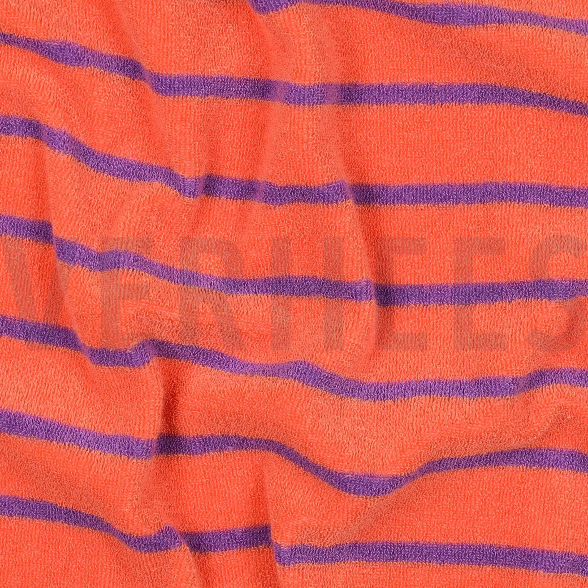 COTTON TOWELLING YARN DYED STRIPES ORANGE / PURPLE (high resolution) #2