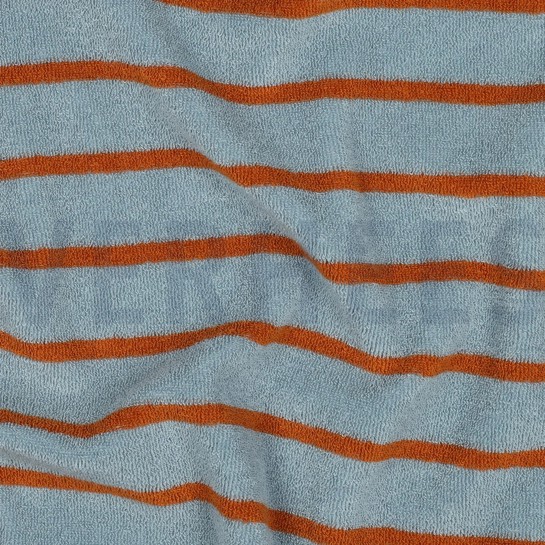 COTTON TOWELLING YARN DYED STRIPES BLUE/ BROWN #7