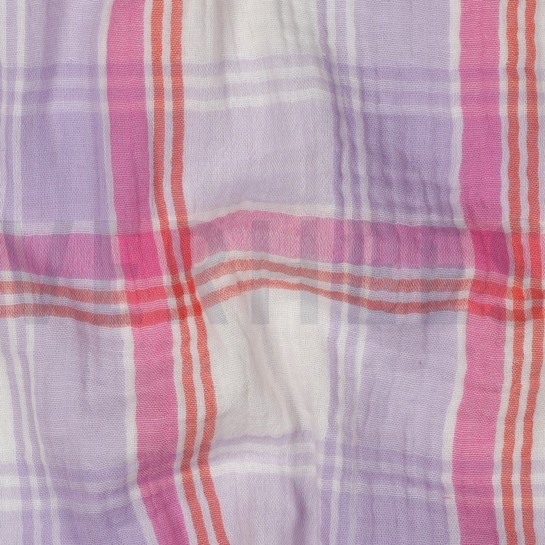 DOUBLE GAUZE YARN DYED CHECKS LAVENDER #7