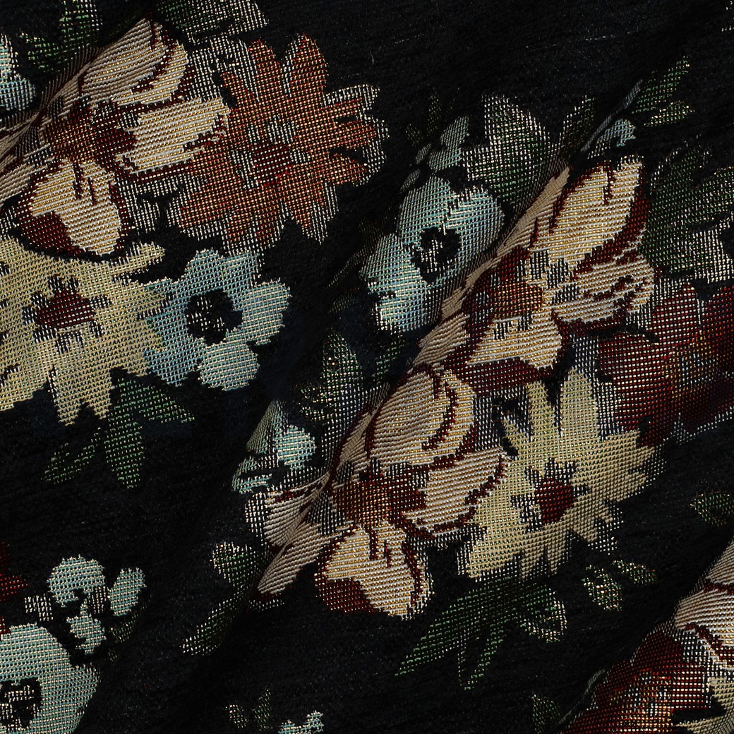 GOBELIN CHENILLE FLOWERS BLACK #2