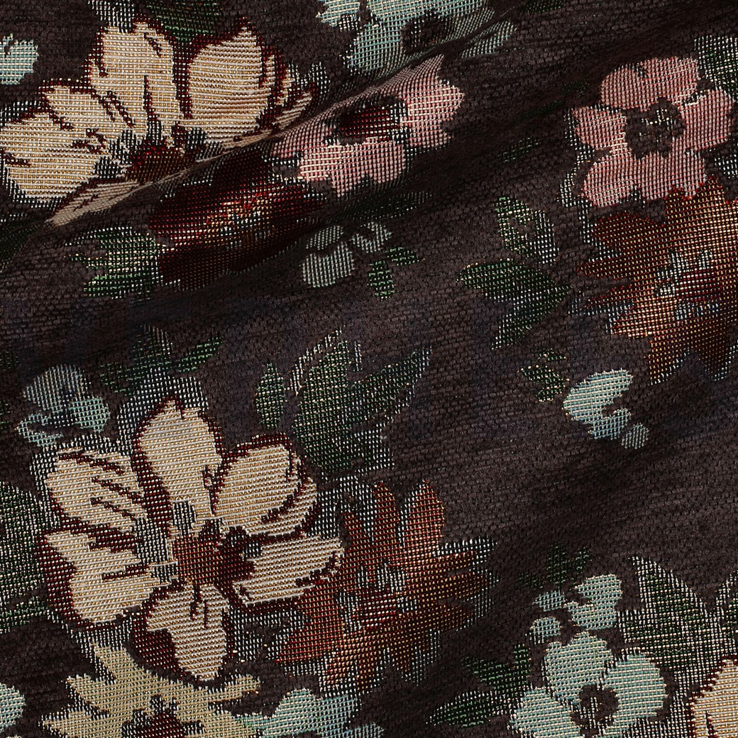 GOBELIN CHENILLE FLOWERS BROWN #2