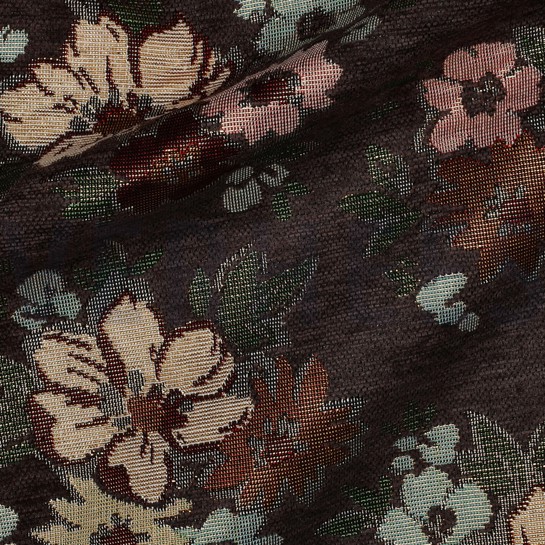 GOBELIN CHENILLE FLOWERS BROWN #7