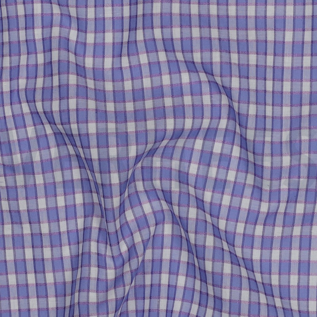 COTTON YARN DYED CHECKS SHINY THREAD LAVENDER #2