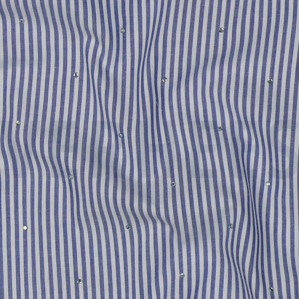 COTTON YARN DYED STRIPES WITH STUDS BLUE #2