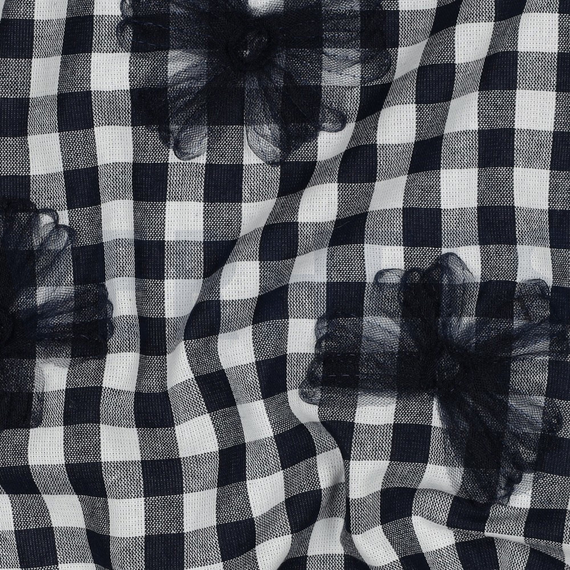 COTTON YARN DYED CHECKS TULE FLOWERS NAVY (high resolution) #2