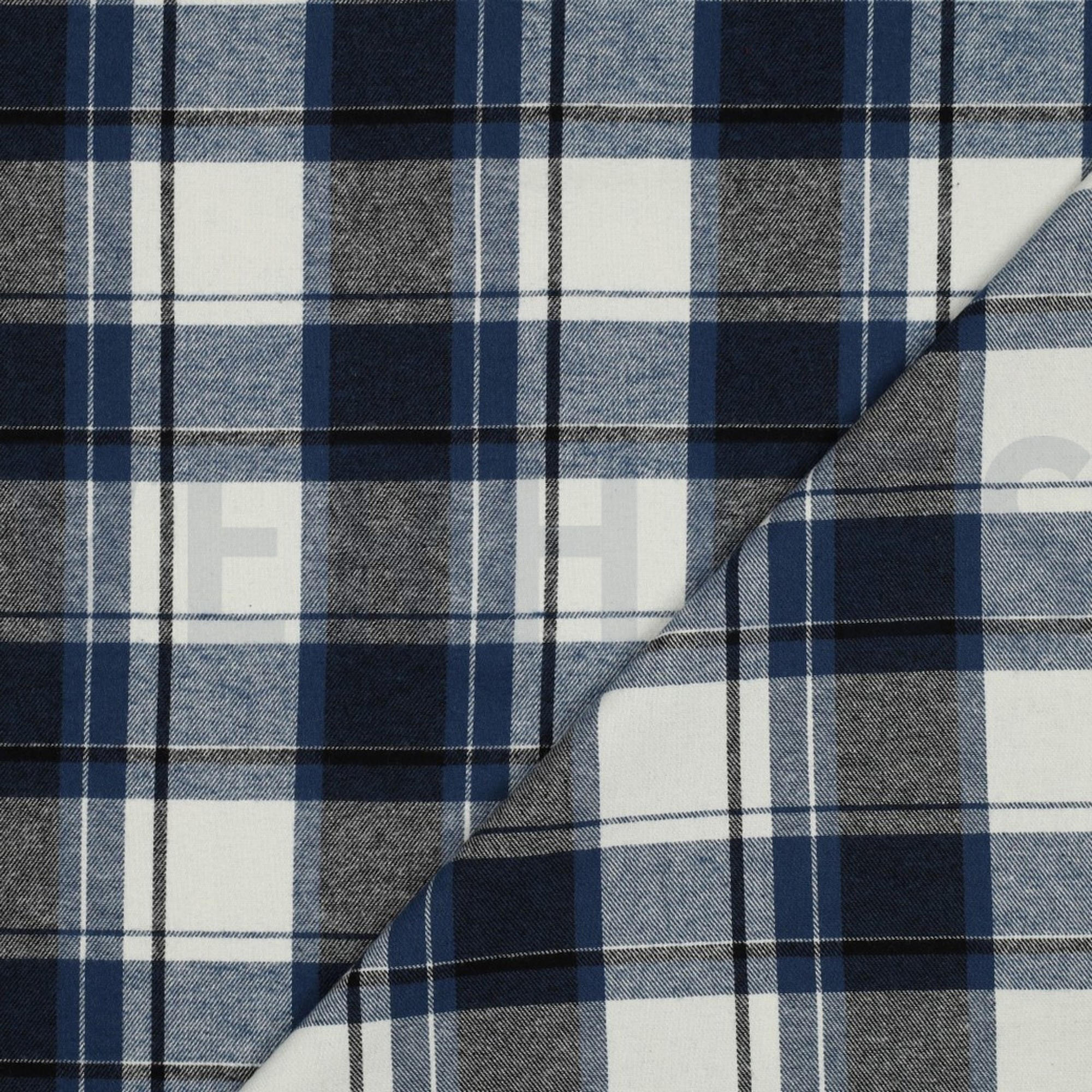COTTON YARN DYED BRUSHED CHECKS NAVY (high resolution) #2