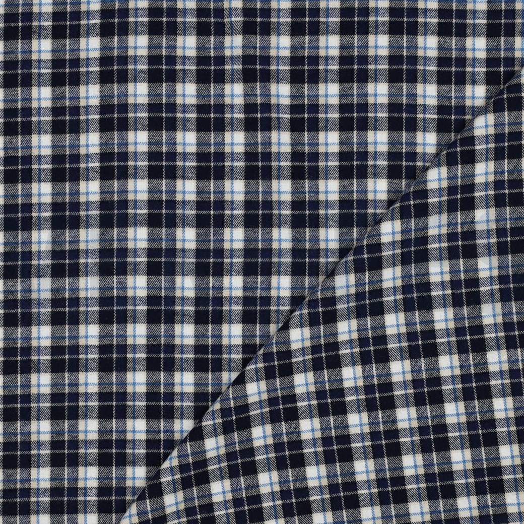 COTTON YARN DYED BRUSHED CHECKS NAVY #2