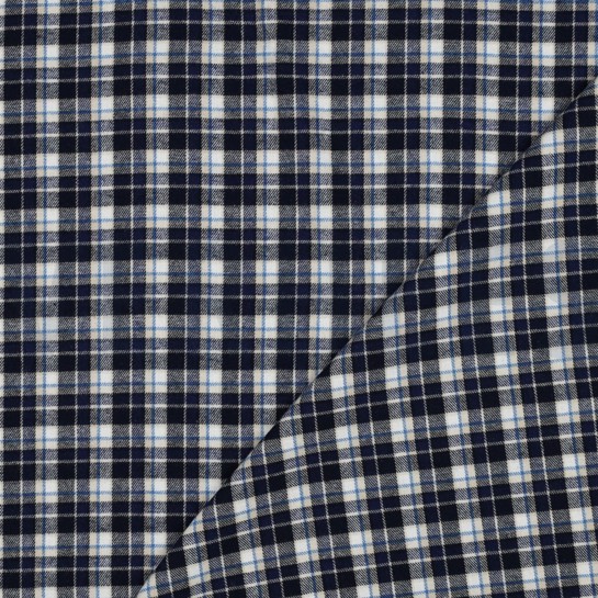 COTTON YARN DYED BRUSHED CHECKS NAVY #7
