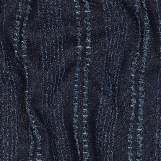 DENIM JACQUARD FRAYED STRIPES INDIGO #7