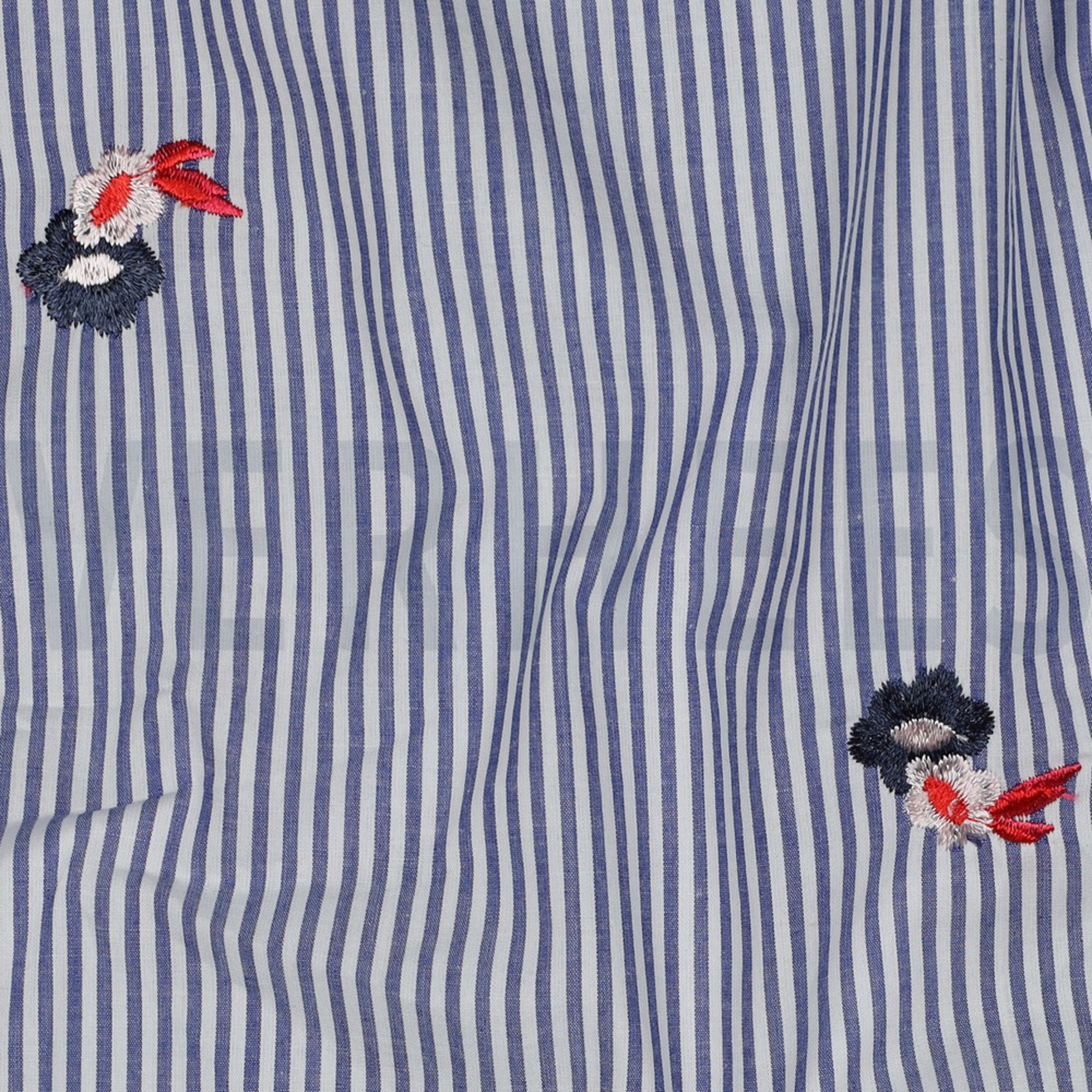 COTTON STRIPES EMBROIDERY FLOWERS BLUE (high resolution) #2