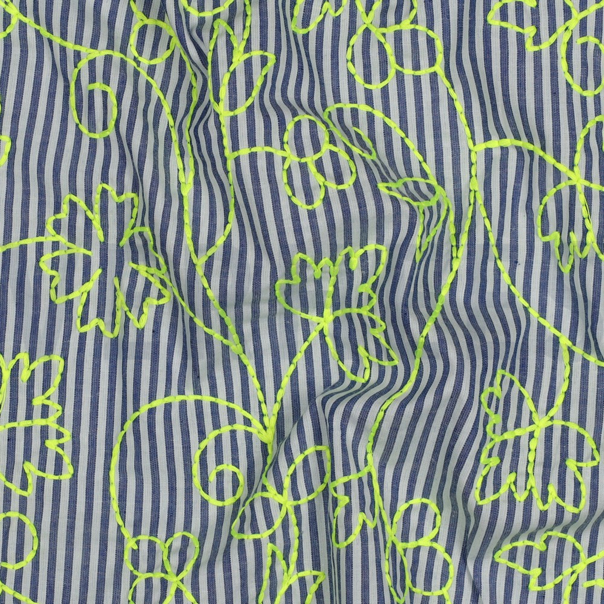 COTTON STRIPES NEON EMBROIDERY BLUE WITH GREEN NEON (high resolution) #2