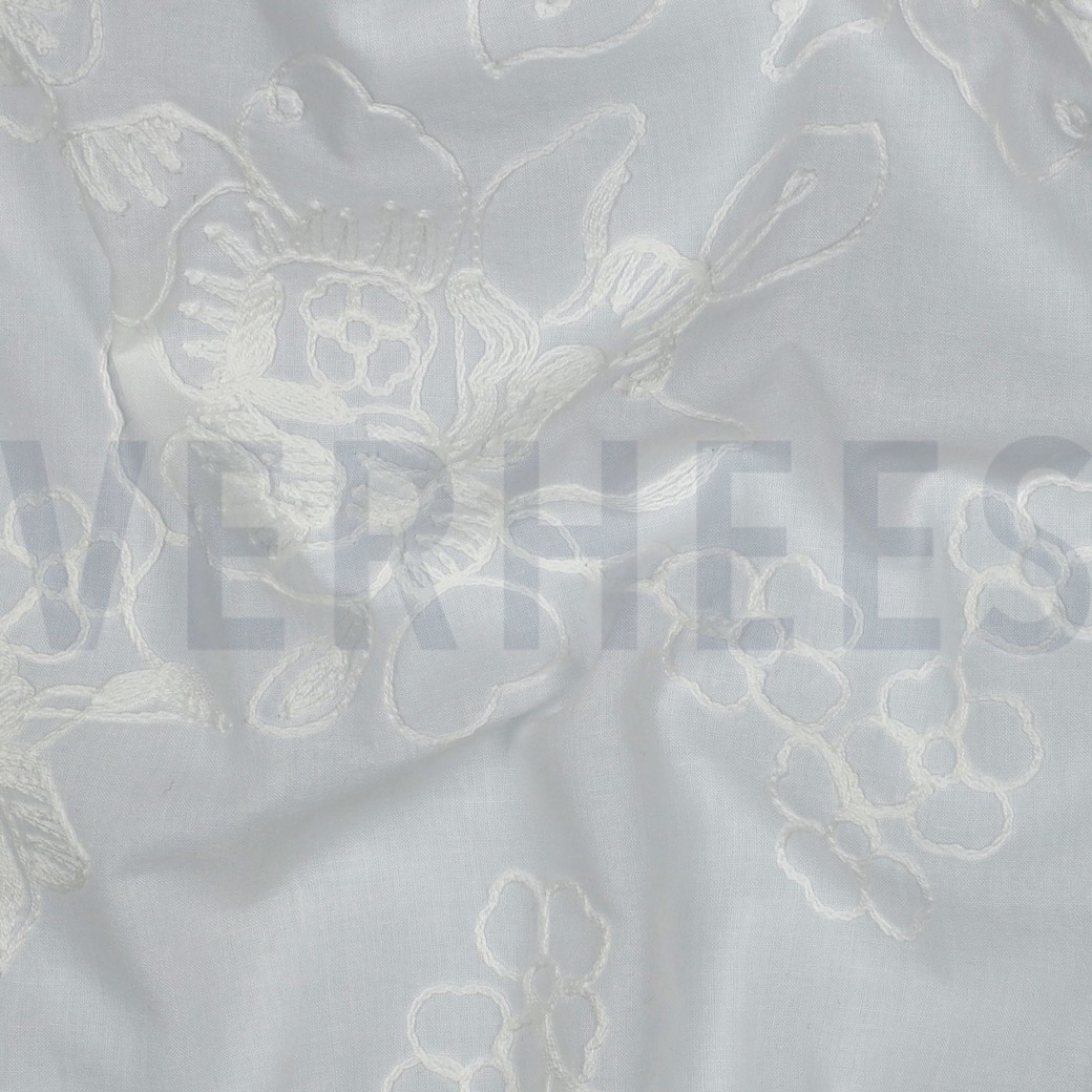 COTTON VOILE EMBROIDERY FLOWERS WHITE #2
