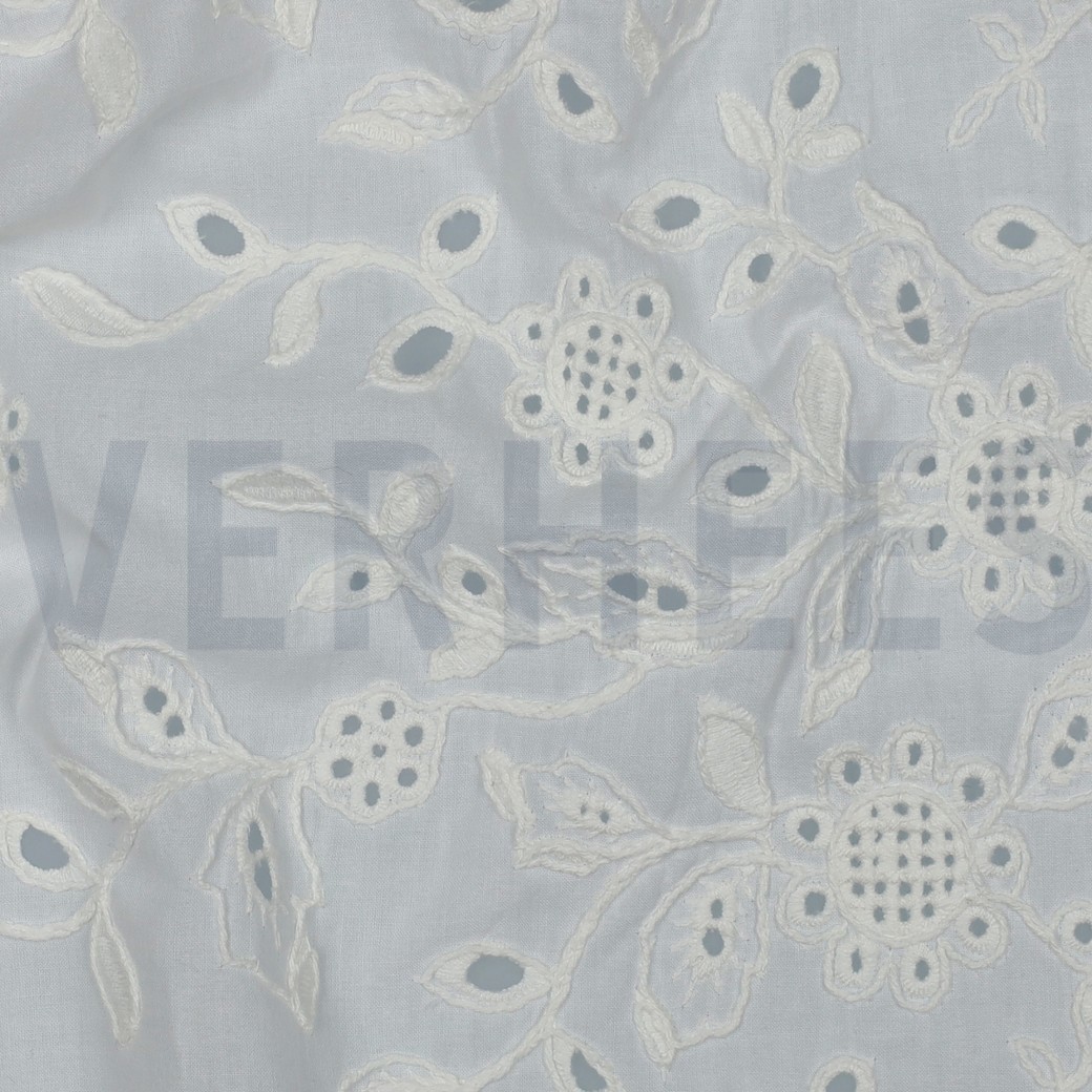 COTTON VOILE ONE-SIDE BORDER ONE-SIDE SCALLOP WHITE #2