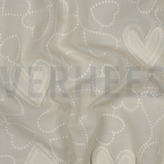 COTTON VOILE HEARTS ECRU #7