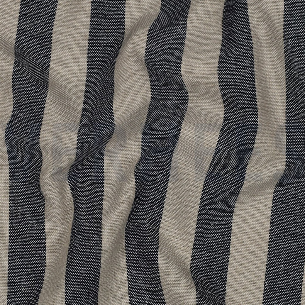LINEN VISCOSE YARN DYED STRIPES NAVY #2