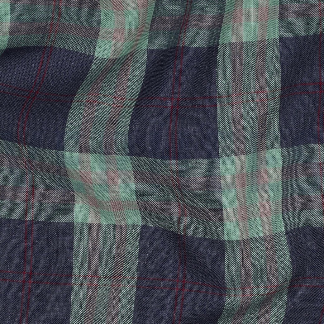 LINEN VISCOSE YARN DYED CHECKS GREEN #2