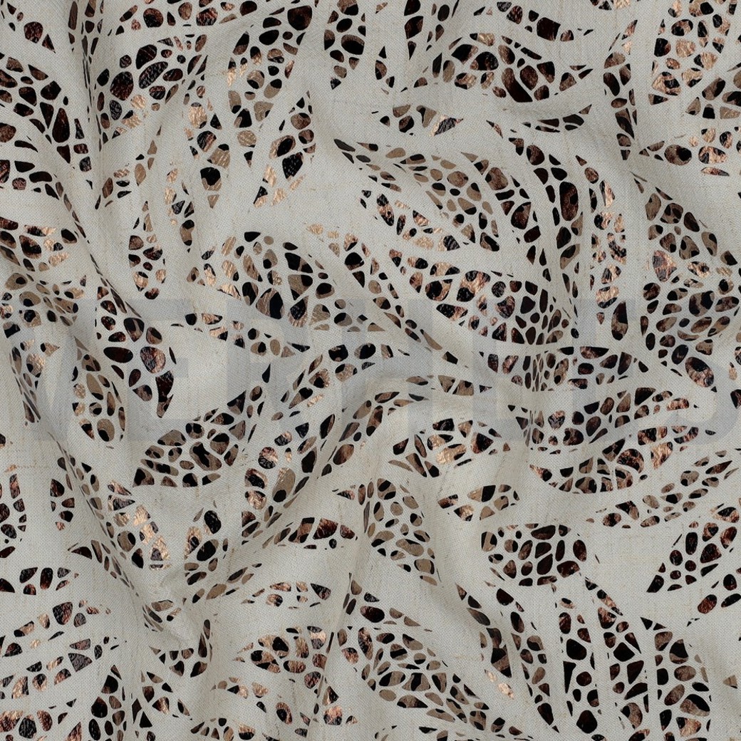 LINEN VISCOSE FOIL LEAVES BRONZE #2