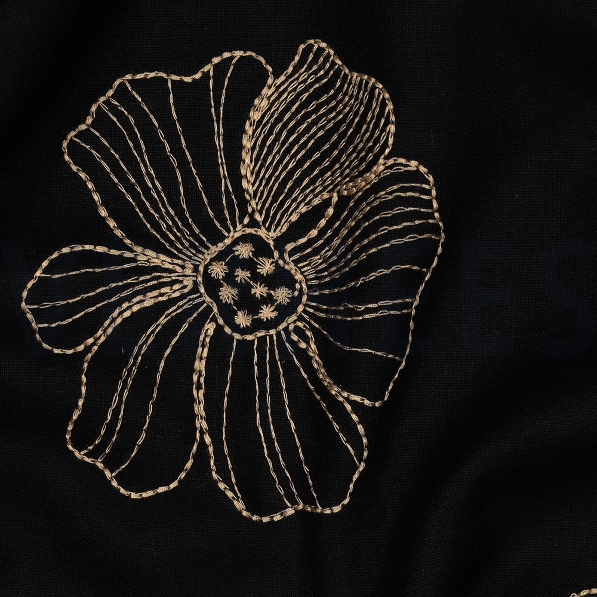 LINEN VISCOSE EMBROIDERY FLOWERS BLACK (high resolution) #2