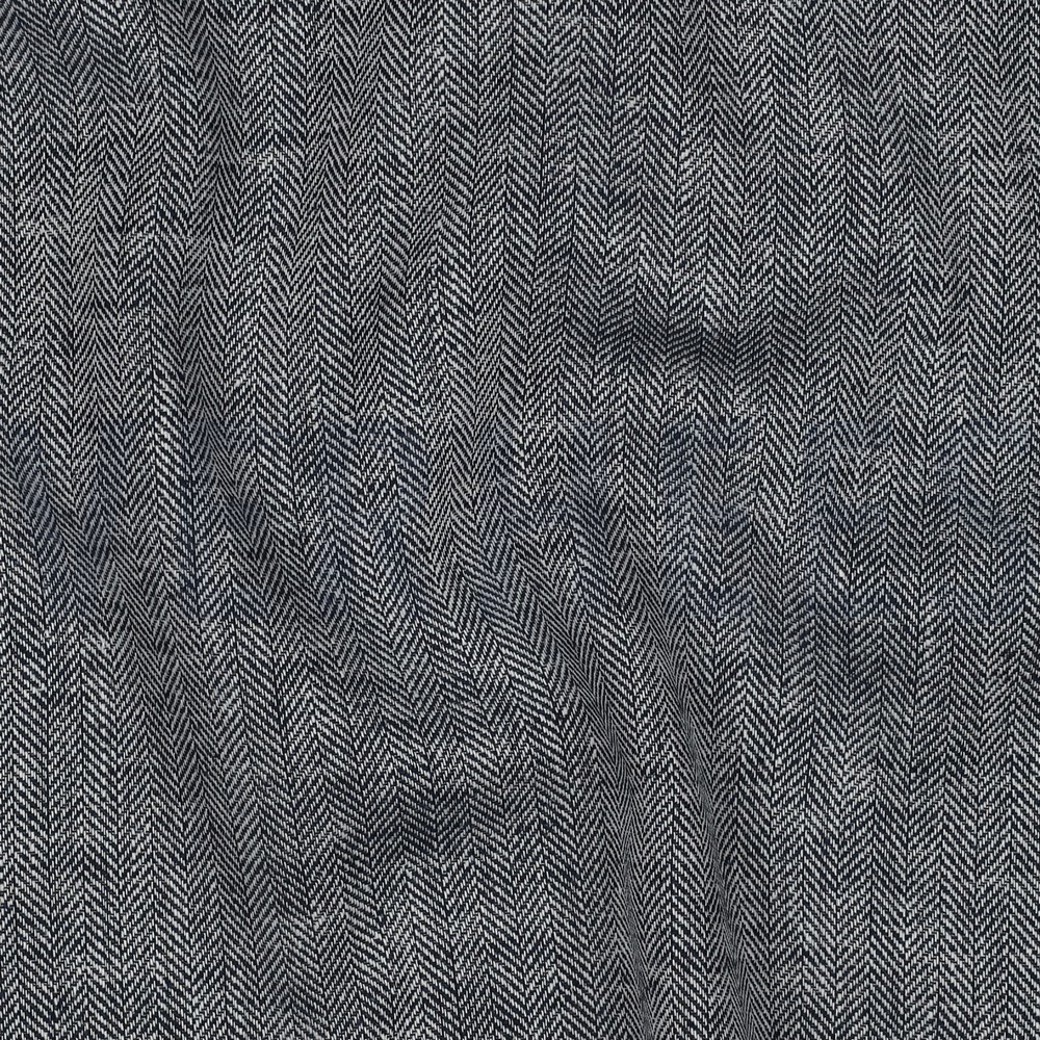 LINEN COTTON HERRINGBONE NAVY #2