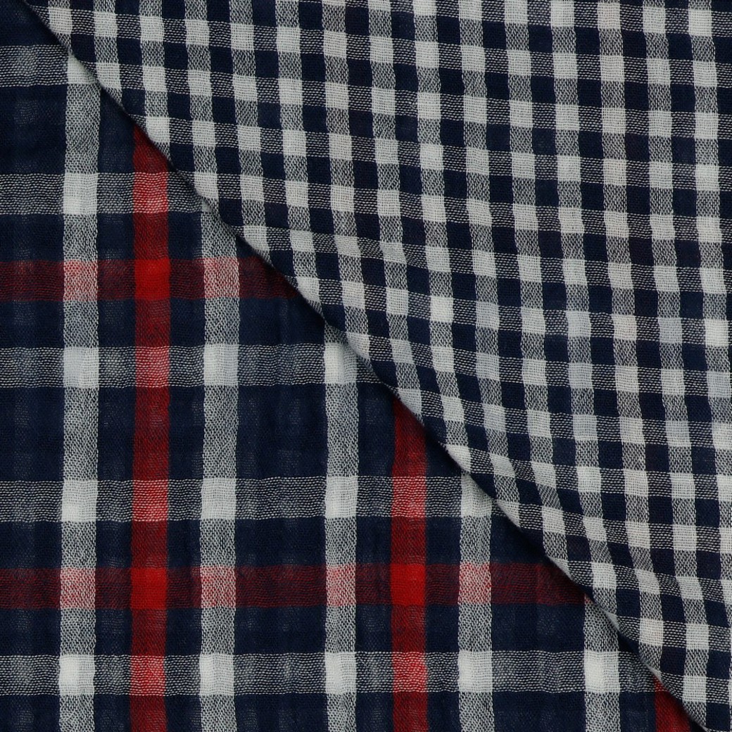 DOUBLE GAUZE DOUBLE SIDED CHECKS NAVY #2