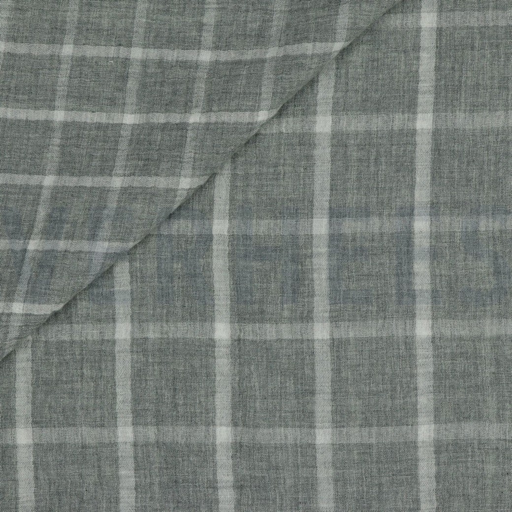 DOUBLE GAUZE MELANGE DOUBLE SIDED CHECK LIGHT GREY MELANGE #2