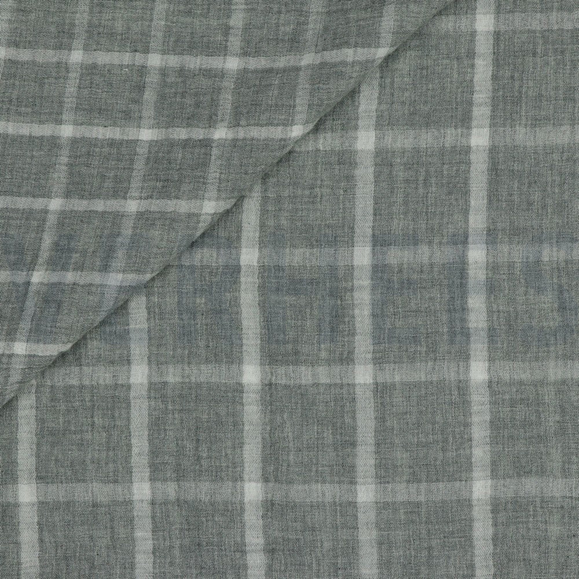 DOUBLE GAUZE MELANGE DOUBLE SIDED CHECK LIGHT GREY MELANGE (high resolution) #2