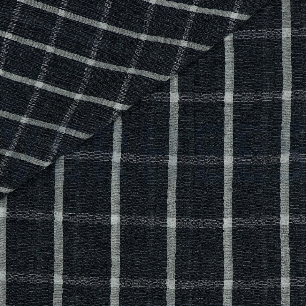 DOUBLE GAUZE MELANGE DOUBLE SIDED CHECK NAVY MELANGE #2