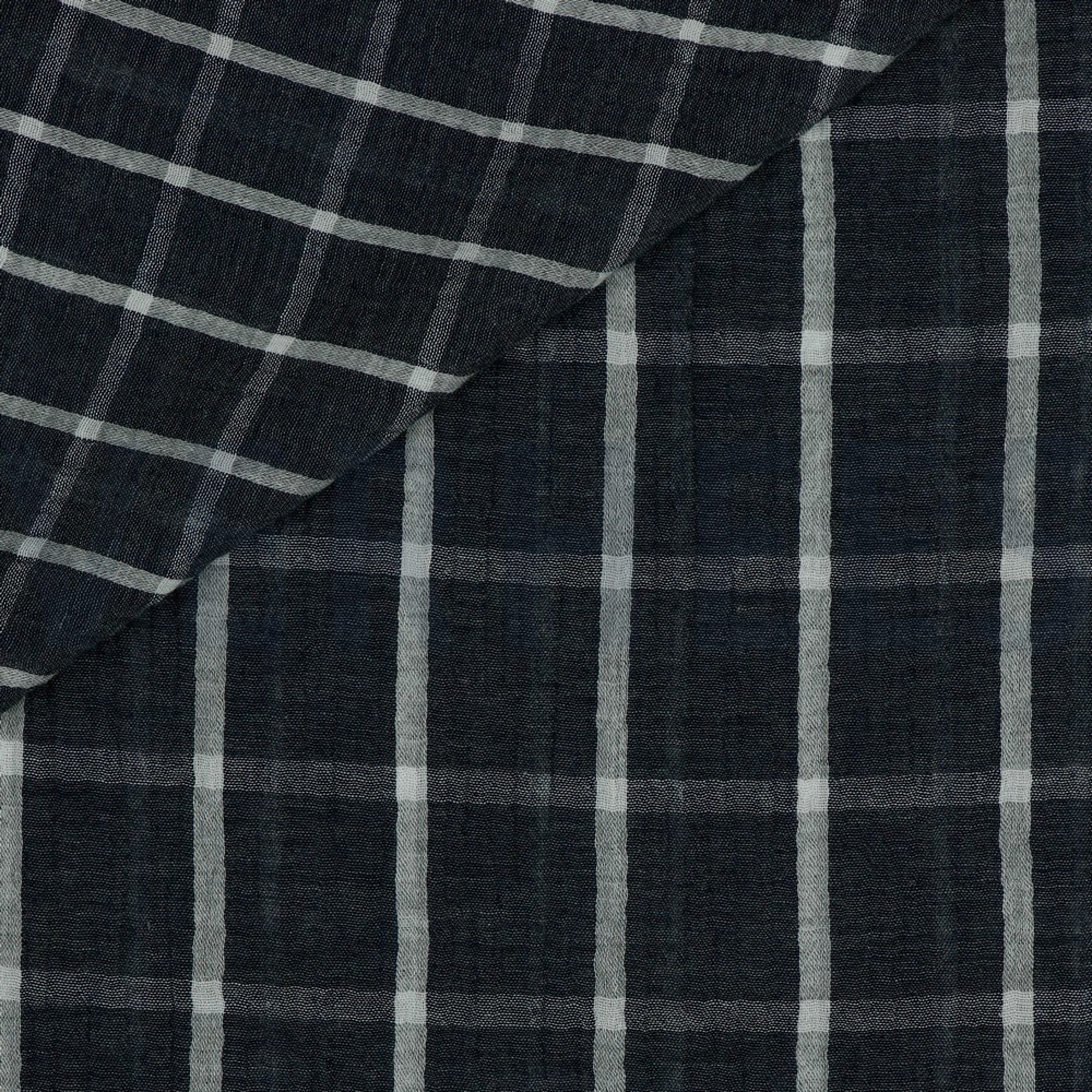 DOUBLE GAUZE MELANGE DOUBLE SIDED CHECK NAVY MELANGE (high resolution) #2