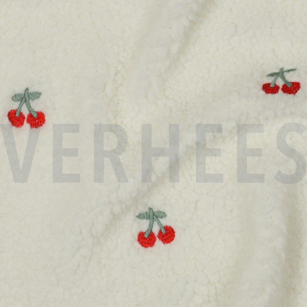 TEDDY EMBROIDERY CHERRIES ECRU #2