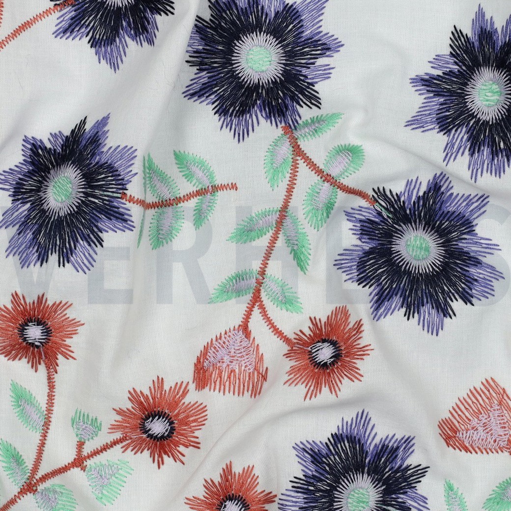 COTTON EMBROIDERY FLOWERS WHITE #2