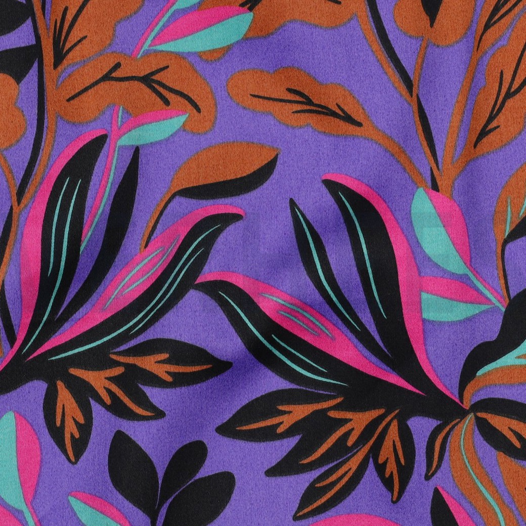 COTTON SATIN LUSH LEAVES NERIDA HANSEN PURPLE #2